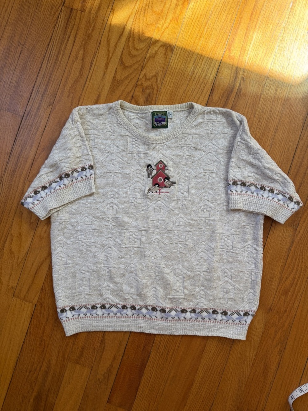 Cottage Crew Short-Sleeve Knit Sweater